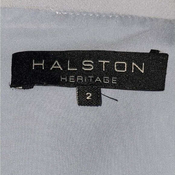 HALSTON HERITAGE Dress, 2, Light Blue, Sleeveless w/Scarf overlay, Ruched - Picture 12 of 14
